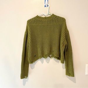 Zara Oversized Cropped Open-knit Distressed Sweater M